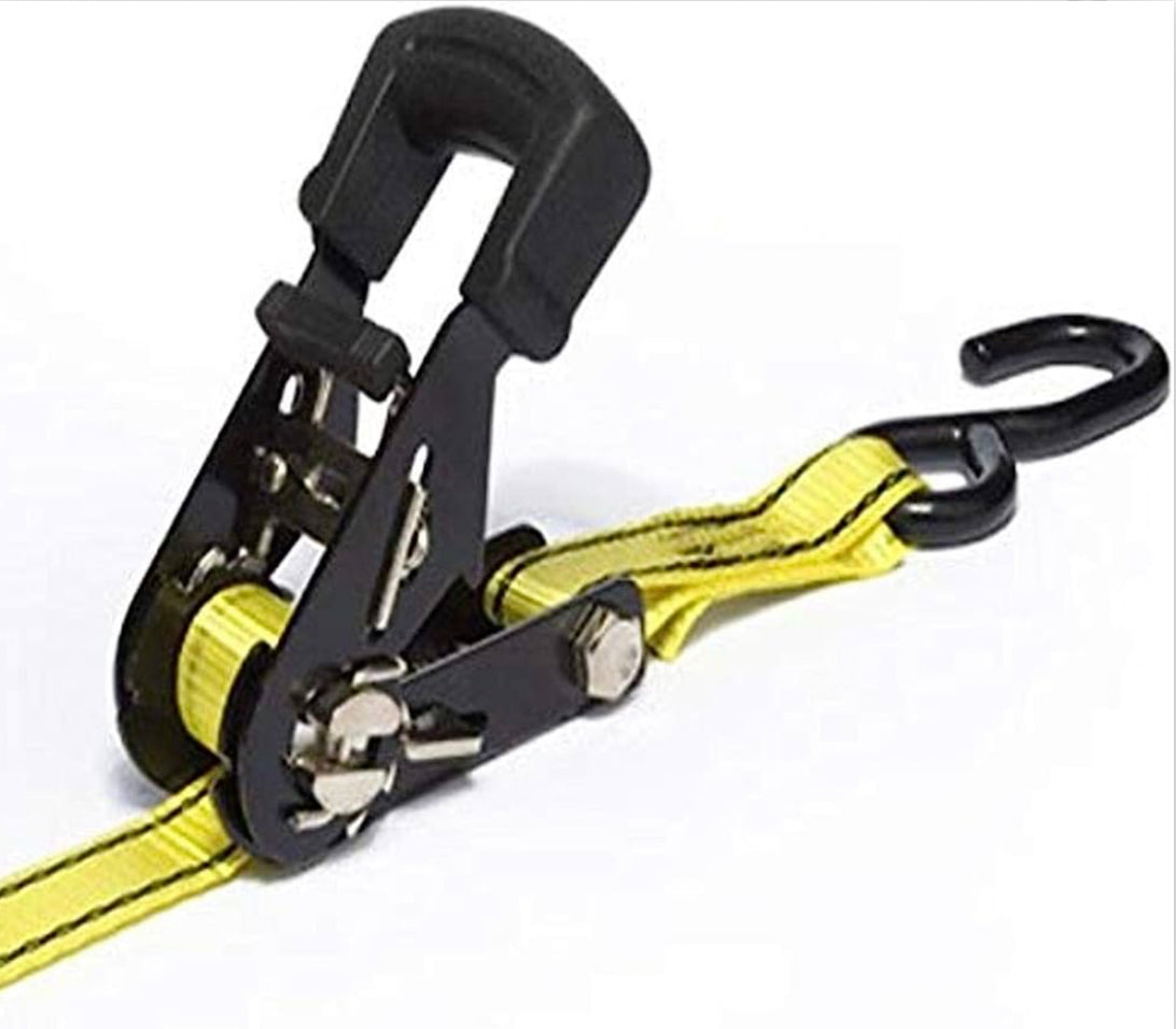 Pro Grip - Bar Ratchet with S Hooks Heavy Duty Cargo Tie Down Ratchet with Black Handle: Small Grip and S-Hooks, 16' x 1" 16ft/ 4.8m