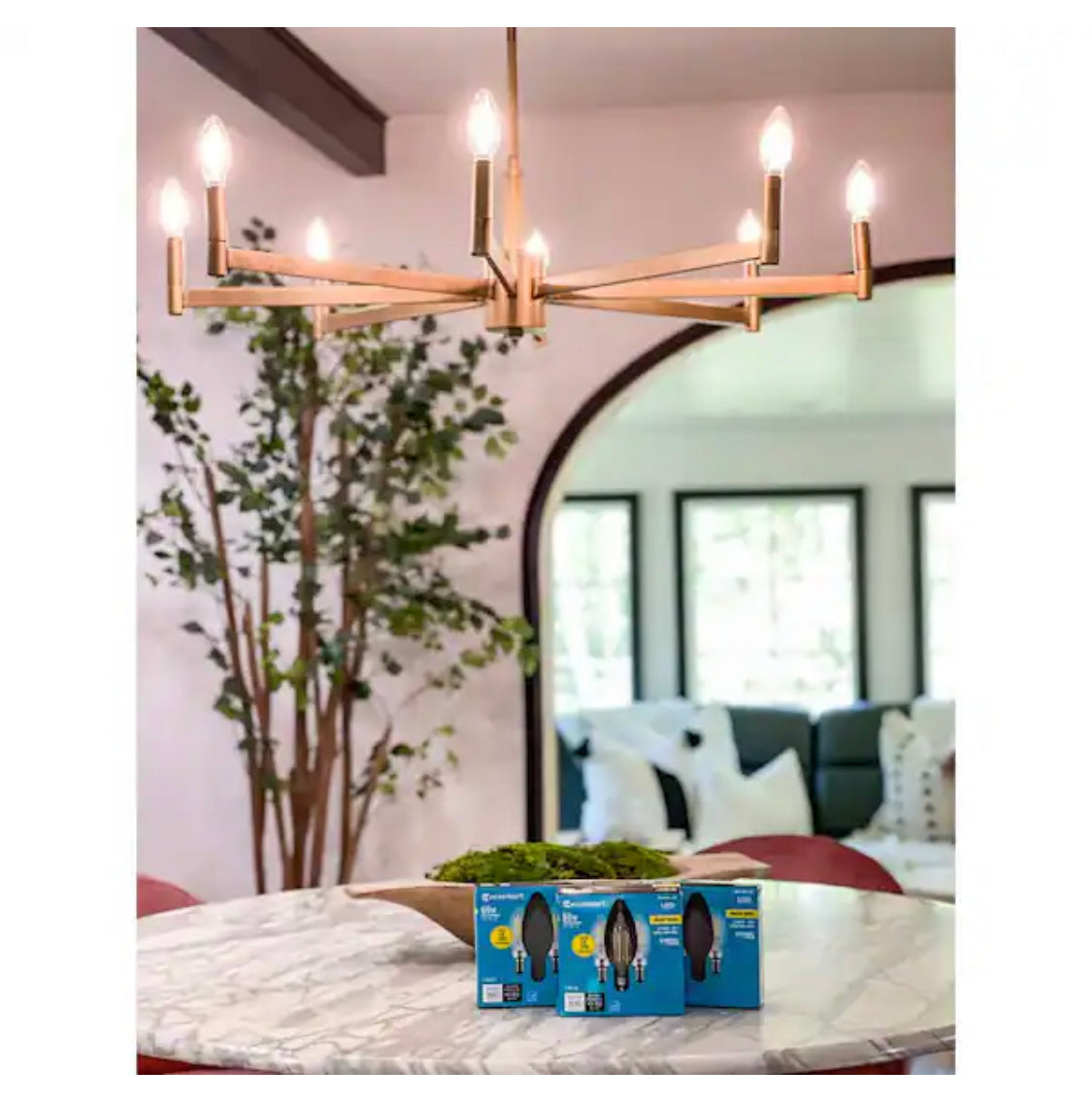 EcoSmart 60-Watt Equivalent B11 Dimmable E12 Candelabra ENERGY STAR Clear Glass LED Vintage Edison Light Bulb Soft White (3-Pack) - Damaged Box