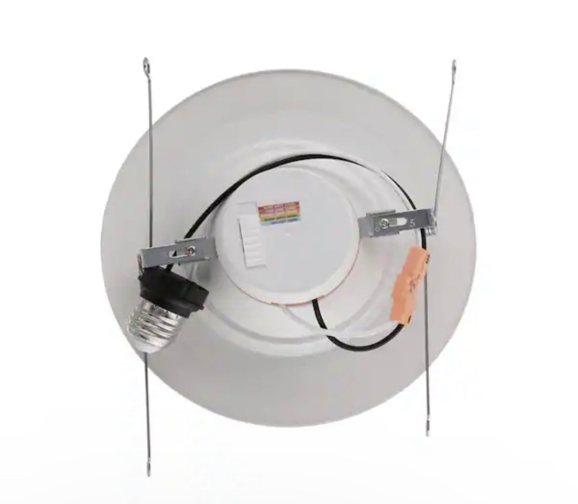 Commercial Electric 6 in. New Construction/Remodel Matte White Dimmable LED Recessed Trim with Adjustable Color Changing Technology (2-Pack) - Damaged Box