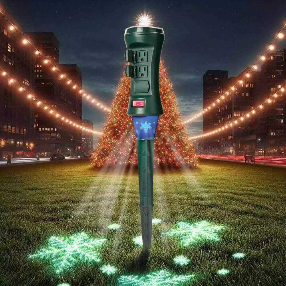 Defiant Smart Outdoor Power Stake With Ground Projector Damaged Box
