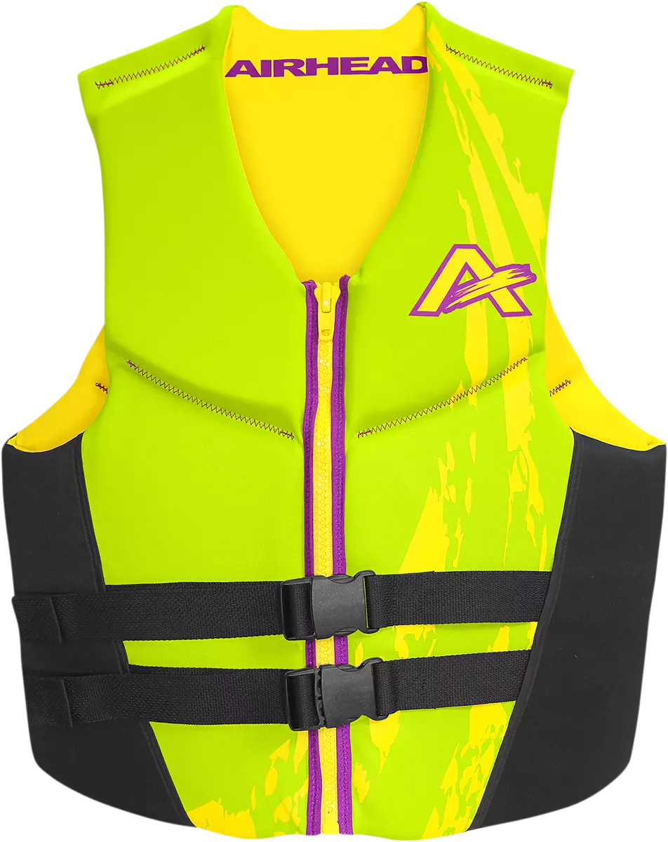 Airhead Swoosh Kwik Dry Neolite Neon Yellow Flex Vest Size XL