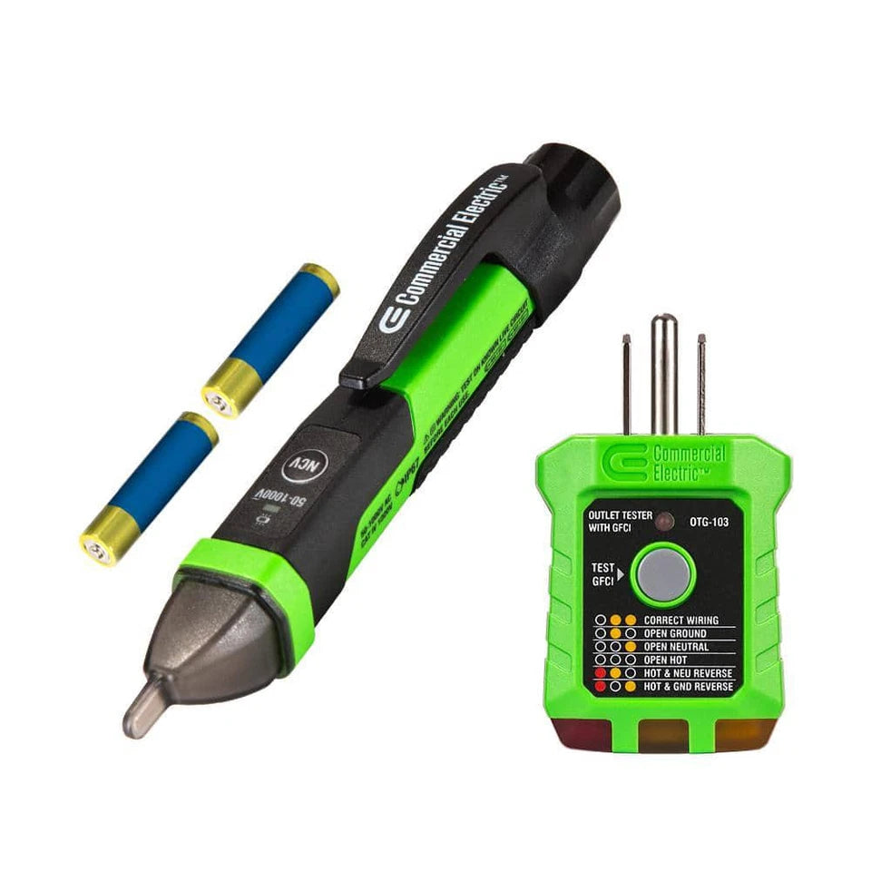 Commercial Electric 2 Piece Electrical Tester Kit Damaged Box