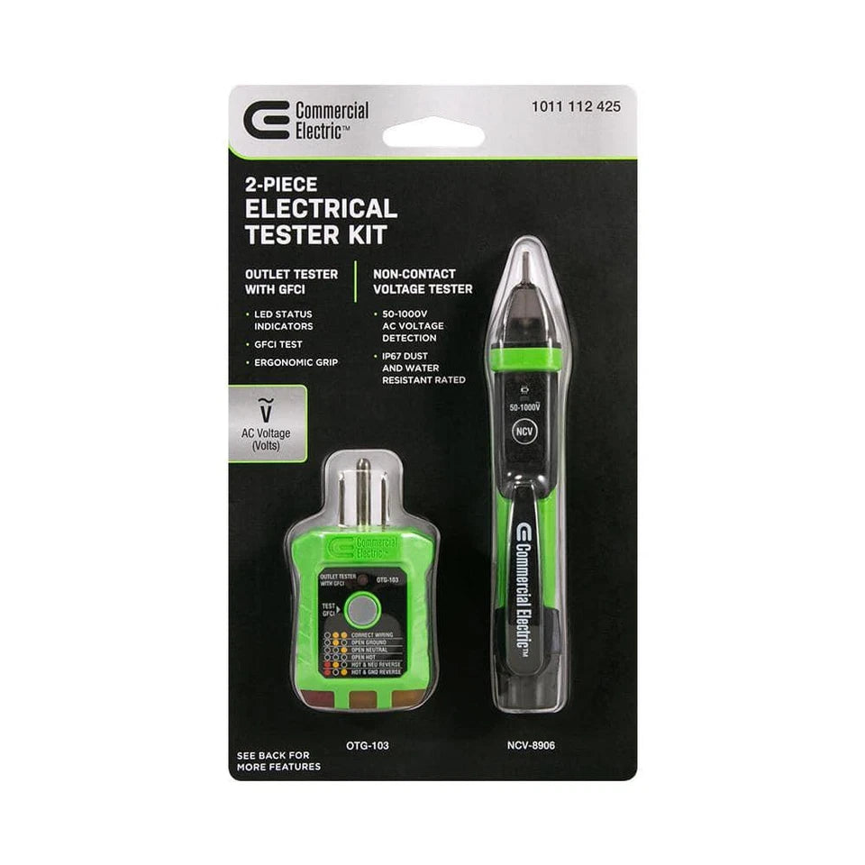 Commercial Electric 2 Piece Electrical Tester Kit Damaged Box