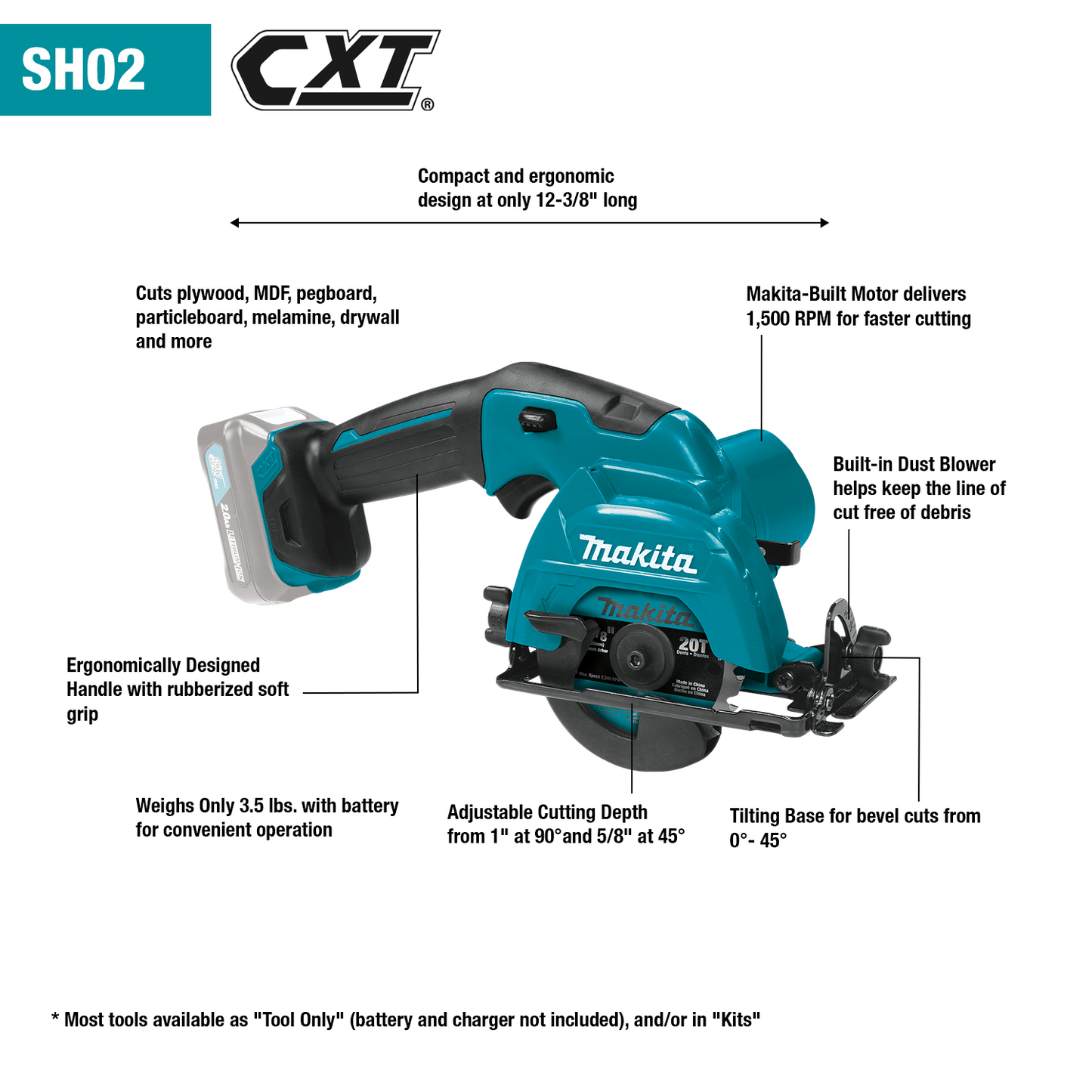 Makita 12 Volt CXT 3 3/8 Inch Circular Saw Factory Serviced