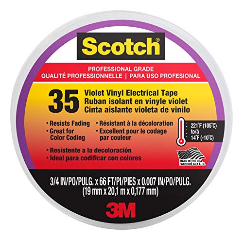 Scotch Professional Grade 3/4 Inch X 66 Feet Violet Vinyl Electrical Tape
