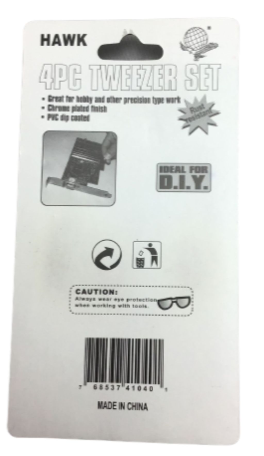 Hawk 4 Piece Tweezer Set