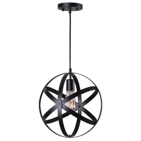 1-Light Black Orb Mini Pendant with Black Metal Strap Design Damaged Box-bay & strip lights-Tool Mart Inc.