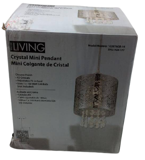 Decor Living Chrome Crystal Mini Pendant Damaged Box