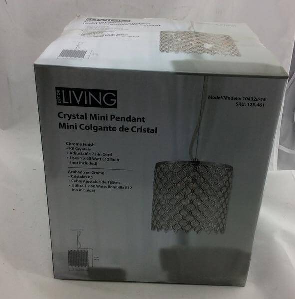 1-Light Crystal and Chrome Chandelier Damaged Box-Lighting-Tool Mart Inc.