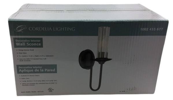 Cordelia Lighting Vintage Bronze Wall Sconce Light Damaged Box