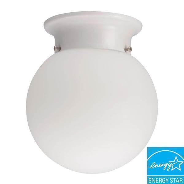 1-Light White Fluorescent Ceiling Flush Mount Damaged Box-bay & strip lights-Tool Mart Inc.