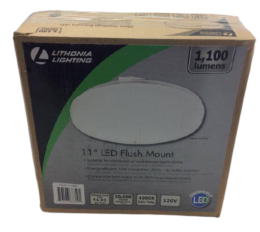 Lithonia Lighting 11 inch Round Low Profile White Integrated LED Flush Mount Damaged Box