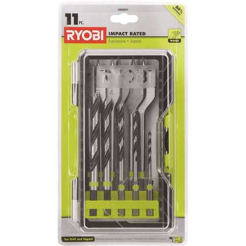 Ryobi 11 Piece Impact Rated Wood Drilling Set- Damaged Box