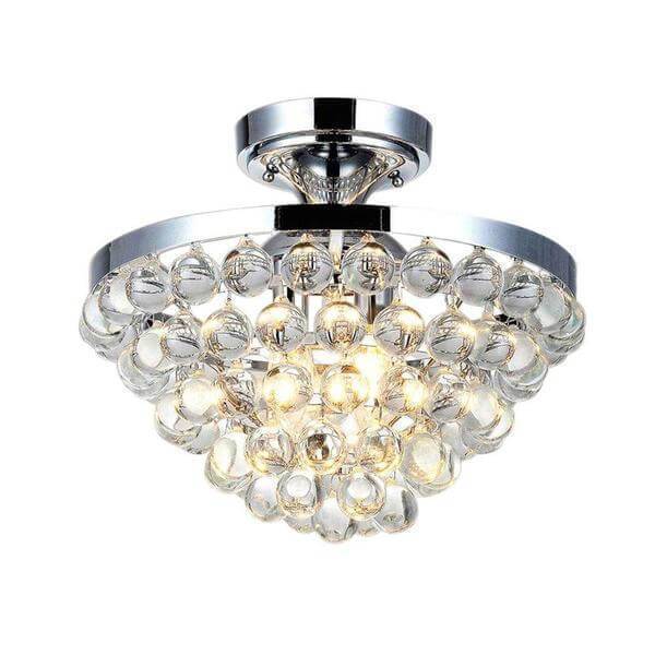 13 in. 4-Light Chrome Semi-Flush Mount with Clear Crystal Balls Shade Damaged Box-bay & strip lights-Tool Mart Inc.