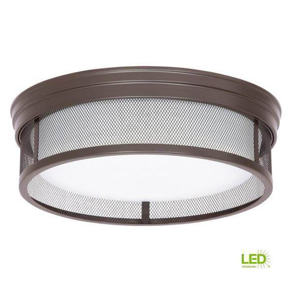 13 in. Merci Collection 1-Light Antique Bronze 17-Watt Integrated LED Flush Mount Damaged Box-bay & strip lights-Tool Mart Inc.