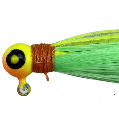 Paps Hair Jig 5 Pack Orange Yellow Head Green Tail