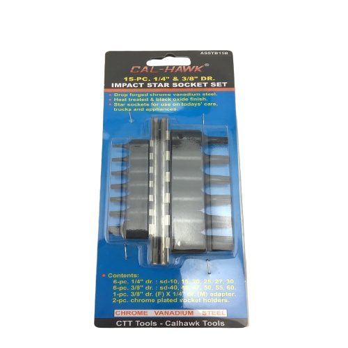 Cal-Hawk 15 PC Impact Tamper Star Socket Set