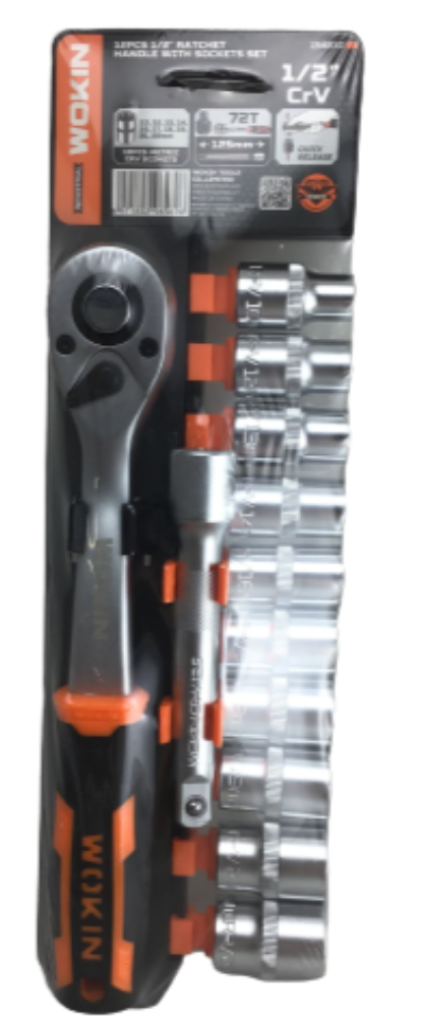 Wokin 12 Pieces 1 /2 Inch Ratchet Handle With Sockets Set