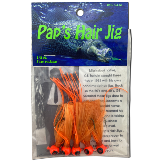 Paps Hair Jig 5 Pack Orange Head Orange Tail