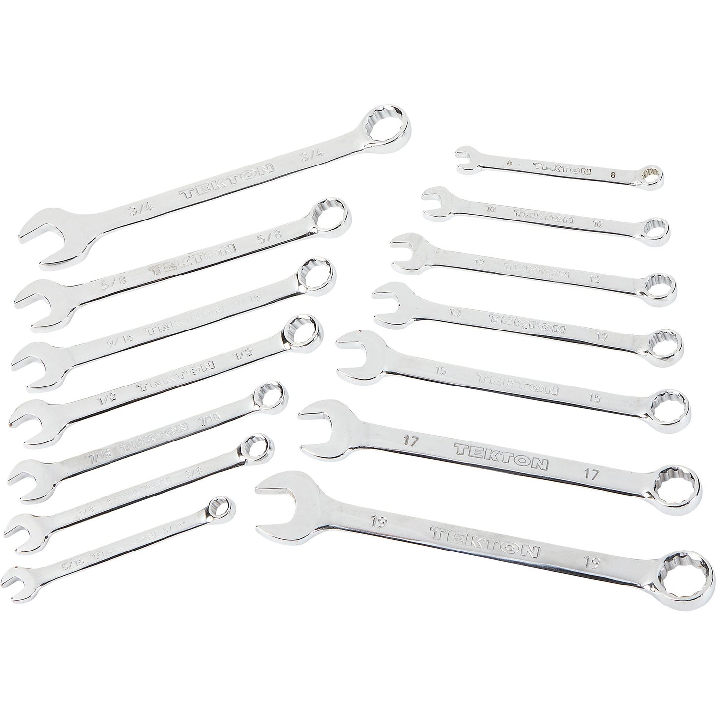 14 PC Combination Wrench Set SAE Metric Tekton