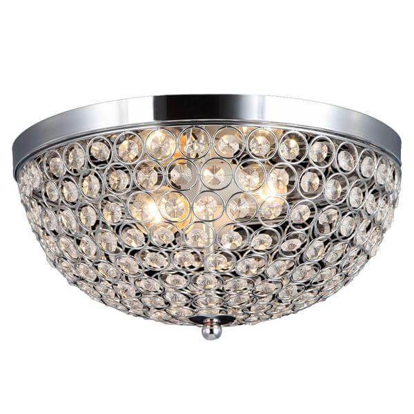 2-Light Chrome and Crystal Flush Mount Damaged Box-bay & strip lights-Tool Mart Inc.
