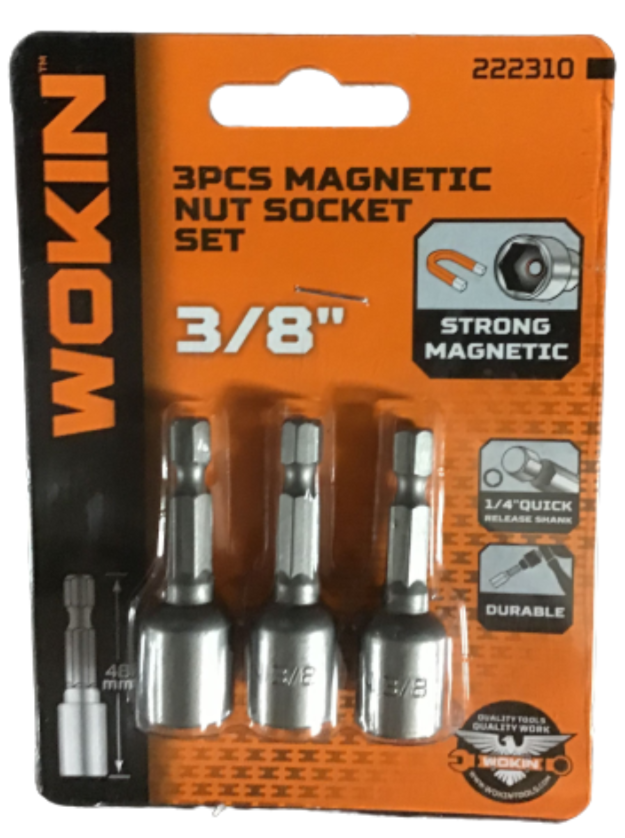 Wokin 3 Pieces Magnetic Nut Socket Set - 3/8 Inch