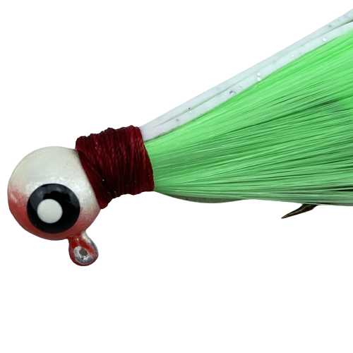 Paps Hair Jig 5 Pack White Red Head Green Tail