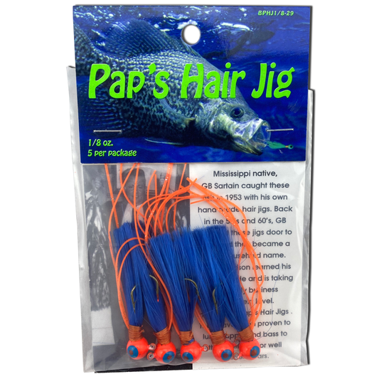 Paps Hair Jig 5 Pack Orange Head Blue Tail