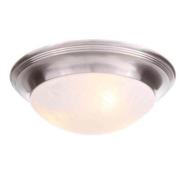 3-Light Brushed Nickel Flush Mount Damaged Box-bay & strip lights-Tool Mart Inc.