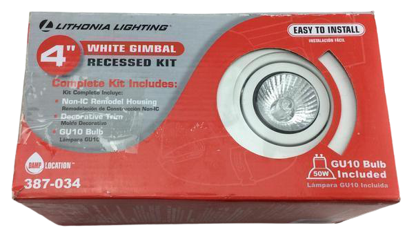 Lithonia Lighting 4 inch GU10 Matte White Recessed Gimbal Kit Damaged Box