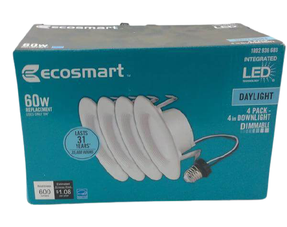 4 inch White Integrated LED Recessed Trim Daylight 4 Pack Damaged Box