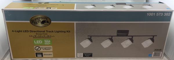 4-Light Bronze LED Dimmable Fixed Track Lighting Kit with Straight Bar Frosted Square Glass Damaged Box-Lighting-Tool Mart Inc.
