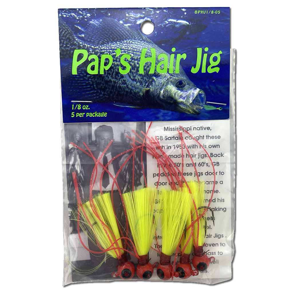 Paps Hair Jig 5 Pack Red Head Yellow Tail