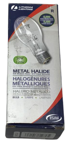 Lithonia Lighting 50 Watt A17 Metal Halide Replacement Light Bulb Damaged Box