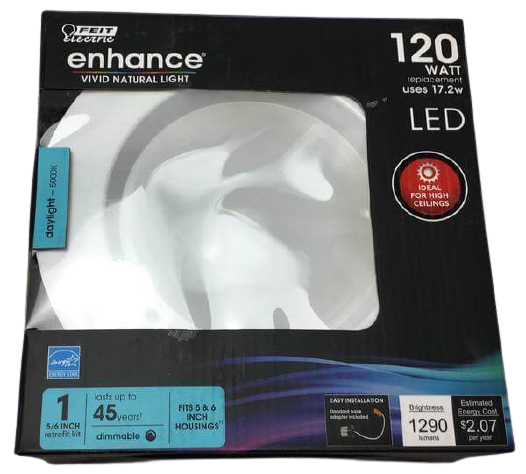 Feit Electric 6 inch 120 Watt Equiv Daylight Dim CEC White integrated LED 90 CRI Recessed Retrofit Trim Downlight Damaged Box