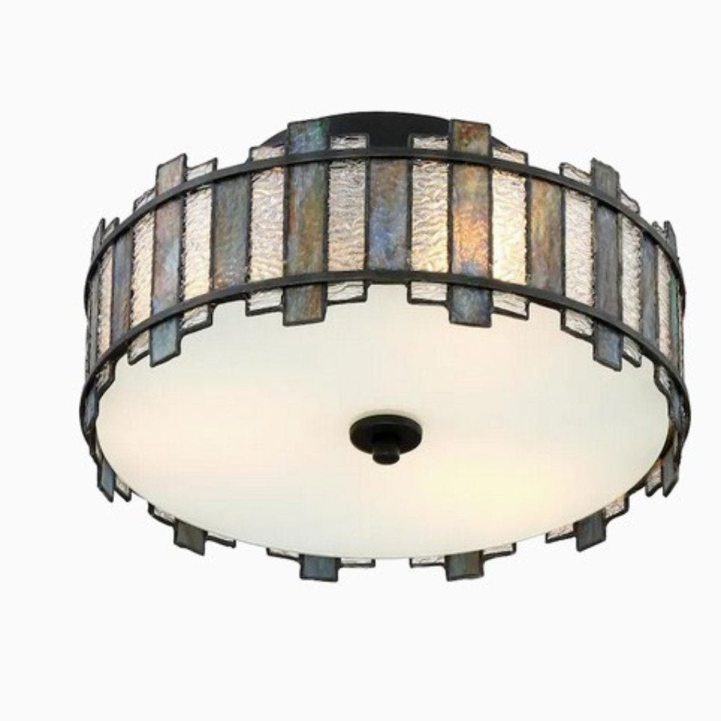 Quoizel Sentry 14-in Black Flush Mount Light Damaged Box