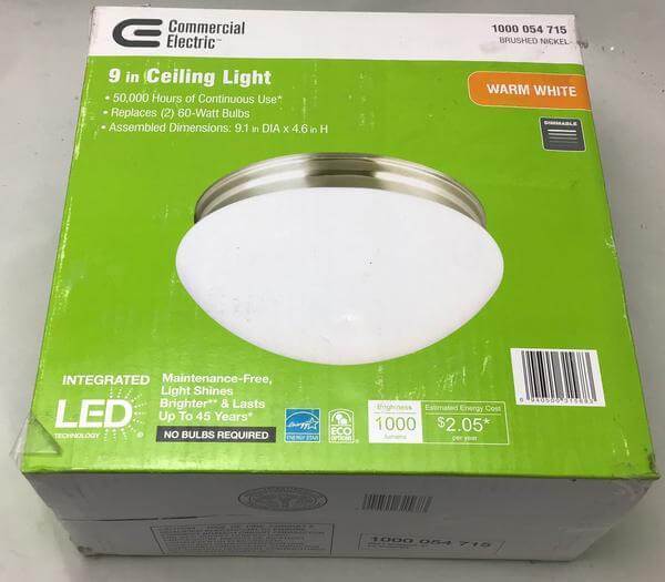 9 in. 60-Watt Equivalent Brushed Nickel Integrated LED Mushroom Flush Mount with White Acrylic Shade Damaged Box-Lighting-Tool Mart Inc.
