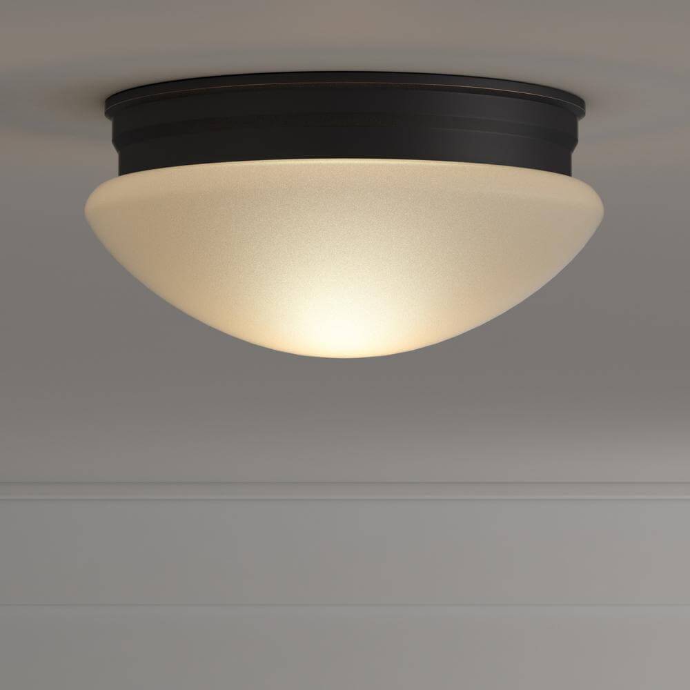 9 in. 60-Watt Equivalent Oil-Rubbed Bronze Integrated LED Mushroom Flush Mount with White Acrylic Shade Damaged Box-Lighting-Tool Mart Inc.