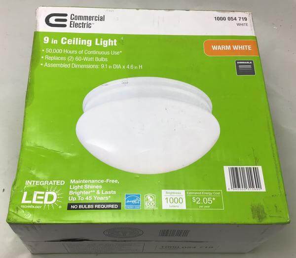 9 in. 60-Watt Equivalent White Integrated LED Mushroom Flush Mount with White Acrylic Shade Damaged Box-Lighting-Tool Mart Inc.