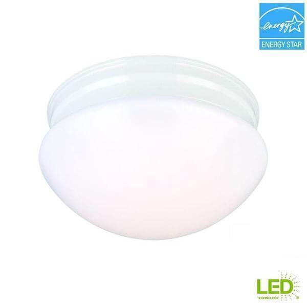 9 in. 60-Watt Equivalent White Integrated LED Mushroom Flush Mount with White Acrylic Shade Damaged Box-Lighting-Tool Mart Inc.