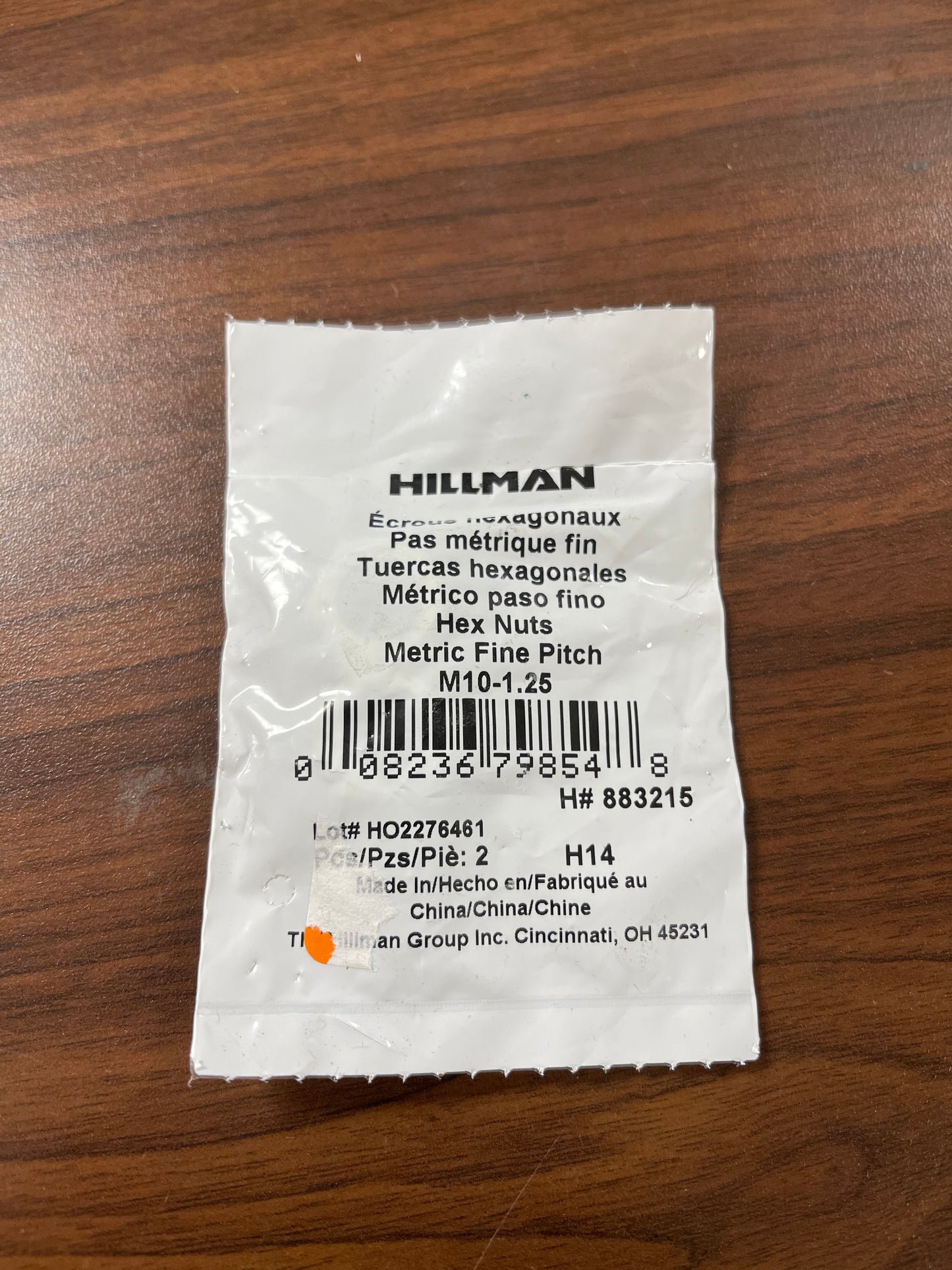 Hillman 10mm x 1.25 Zinc plated Steel Hex Nut