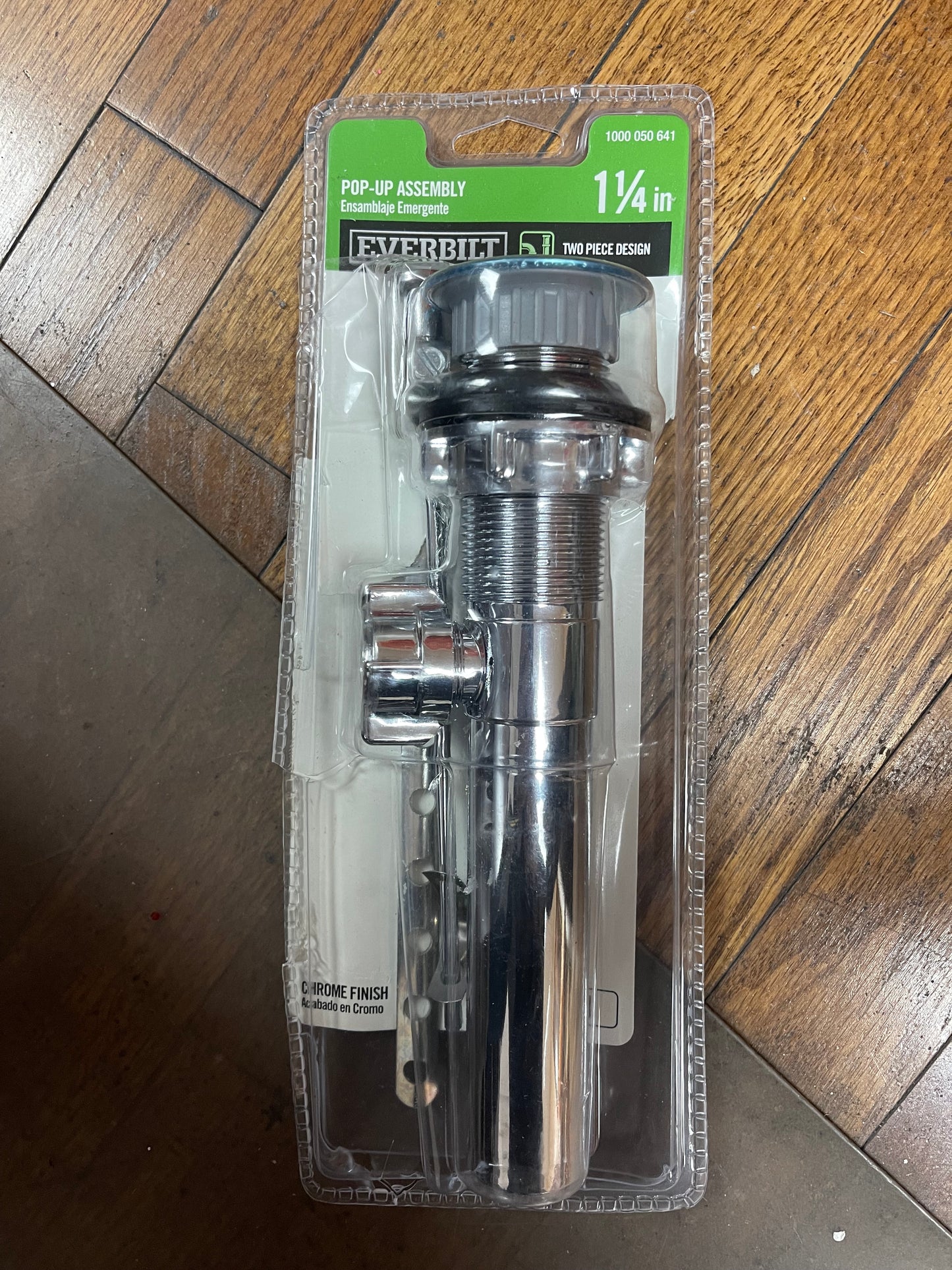 Everbilt 1 1/4 in. Chrome Sink Drain Pop Up Drain Assembly Damaged Box