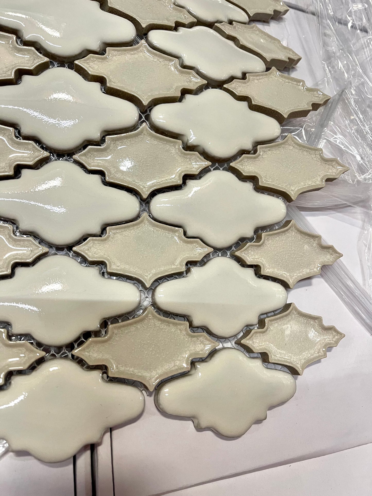 Soci Linen Blend Pavo Arabesque Glossy Tile (Sold By The Box)