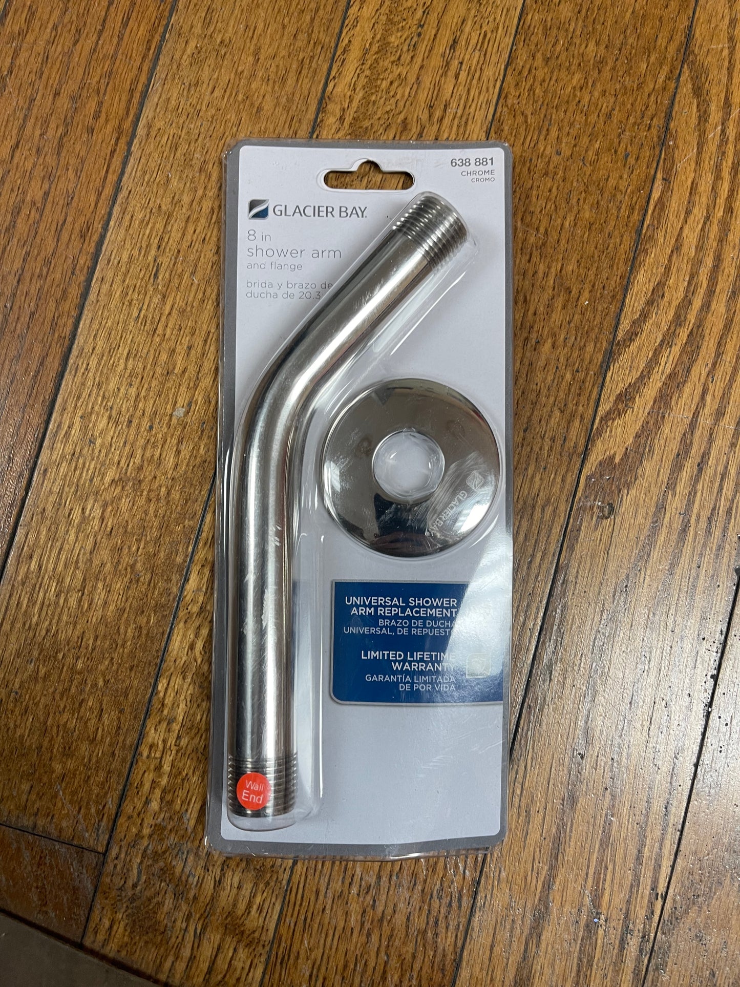 Glacier Bay 8 in. Shower Arm and Flange in Chrome Damaged Box