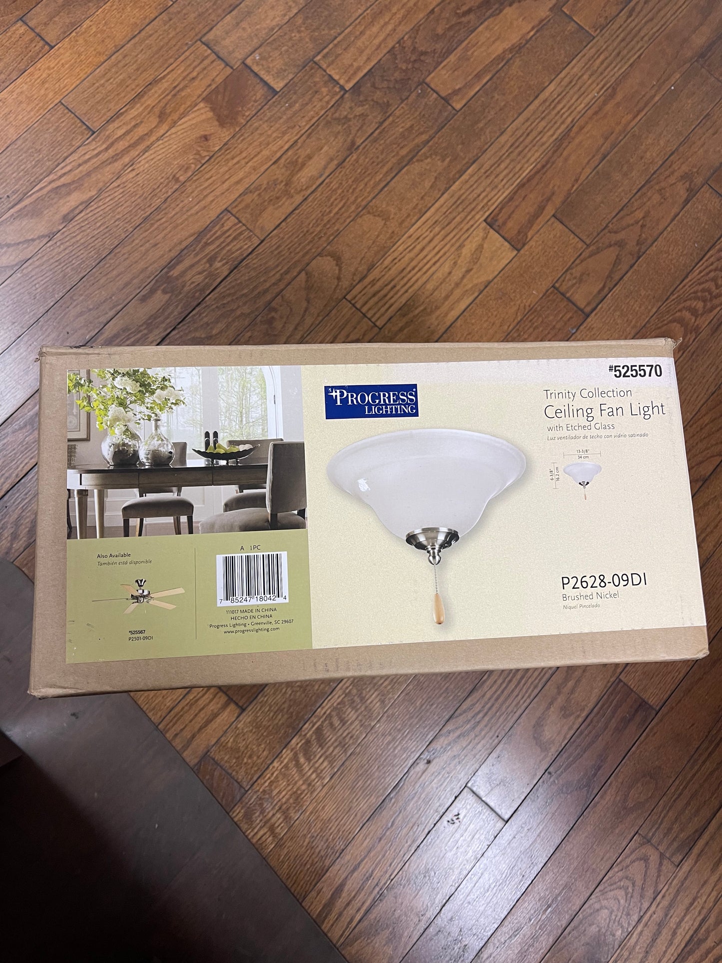 Progress Lighting Trinity Collection 2-Light Unfinished Ceiling Fan Light Kit Damaged Box