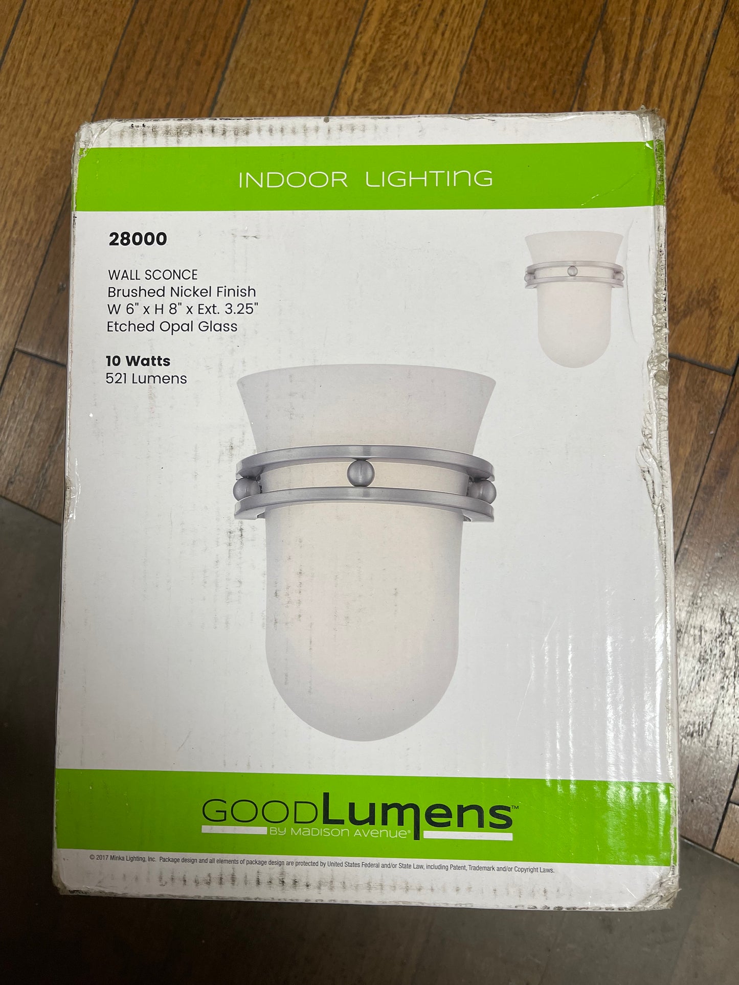 Good Lumens by Madison Avenue 28000 40-Watt Equivalence Brushed Nickel Integrated LED Sconce Damaged Box