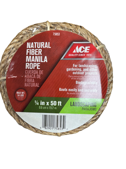 1/4" X 50' Natural Fiber Manila Landscaping Rope