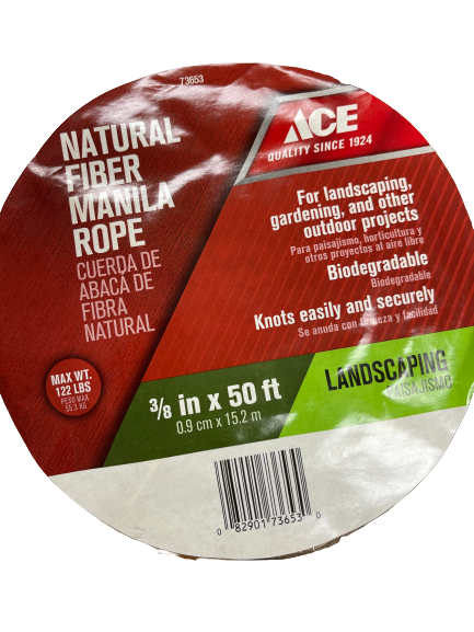 3/8" X 50' Natural Fiber Manila Landscaping Rope