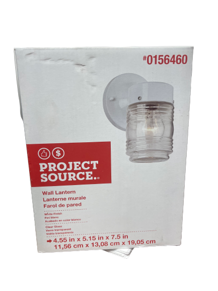 Project Source White Wall Lantern Light Damaged Box