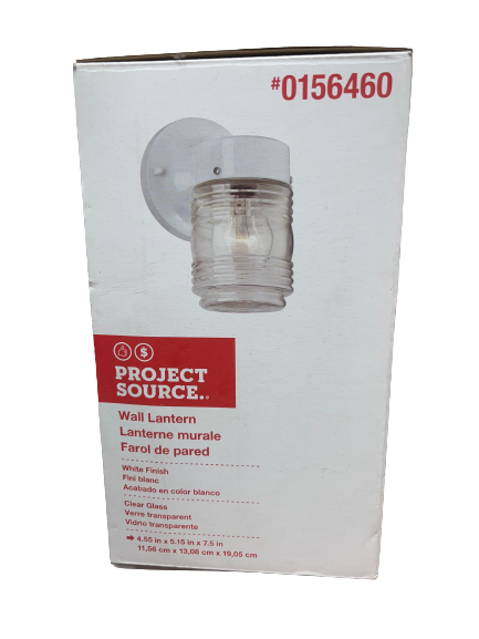 Project Source White Wall Lantern Light Damaged Box
